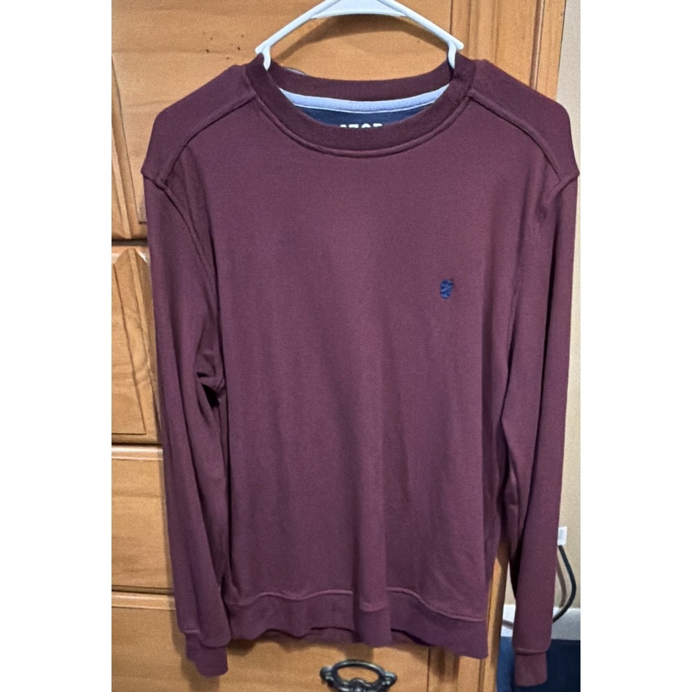 IZOD Advantage Performance Crewneck Stretch Pullover Sweatshirt Burgundy Mens S